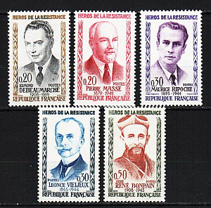 Франция, 1960, Участники движения Сопротивления (IV), 5 марок